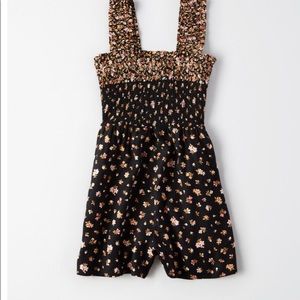 American Eagle Black Floral Romper
